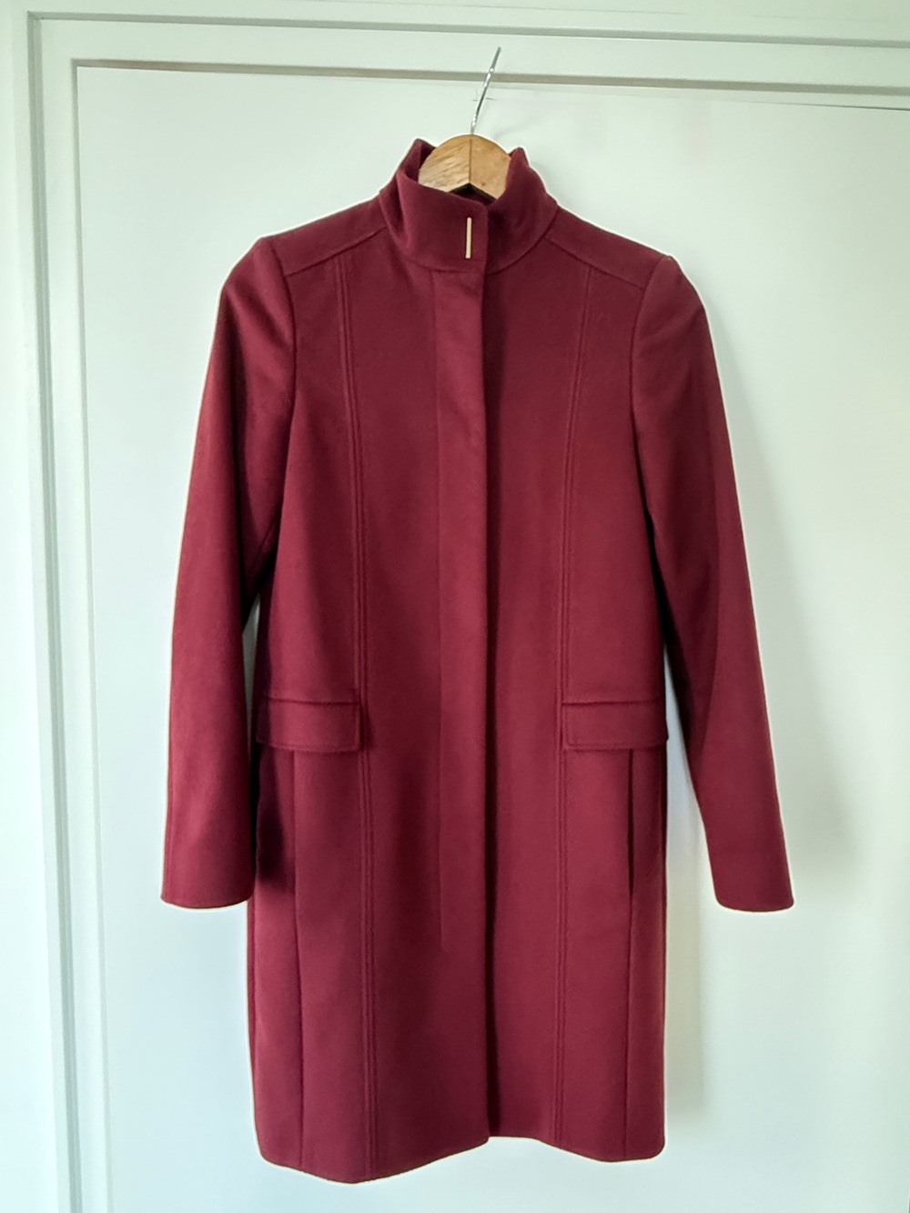 BOSS Women's Burgundy Red Long Collar Trench Coat